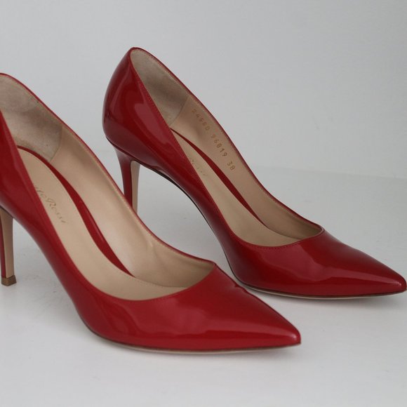 NEW GIANVITO ROSSI RED PATENT LEATHER HILLS PUMPS SHOES 38 - Picture 11 of 12